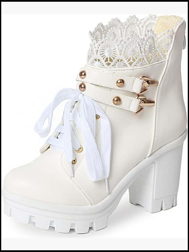 Women's Chunky Heel Platform Ankle Booties Lace Up Combat Zipper Gothic Boots